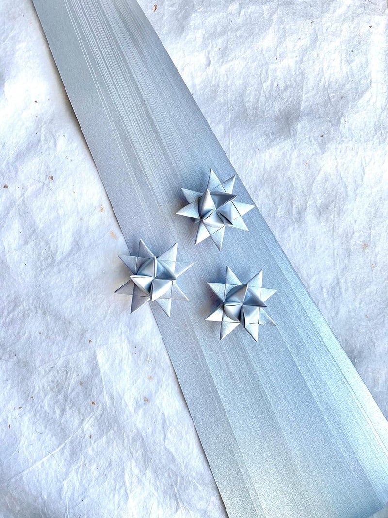Froebel Mint Shimmer Metallic Paper Strips ~Weaving, Moravian Stars, German Stars, Froebel Stars (50 strips) (Silver, 1/4 inch) - Image 4